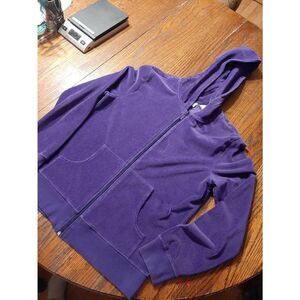 Small Kim Rogers Purple Ribbed Full Zip Hoodie Track Jacket with Pockets